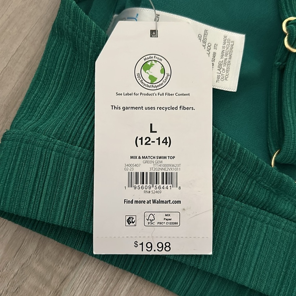 Hunter green time and true swimsuit top size large new with tags - Picture 3 of 3